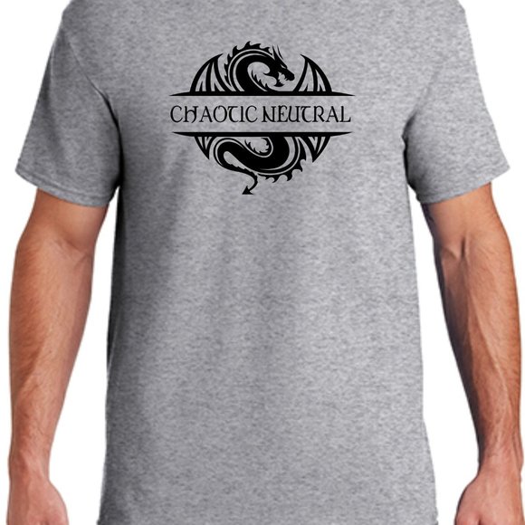 CHAOTIC NEUTRAL Dungeons and Dragons Custom Printed Tee Shirt NEW - Picture 3 of 3